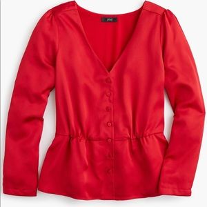 J.Crew long sleeve peplum top in satin crêpe. Sz 4